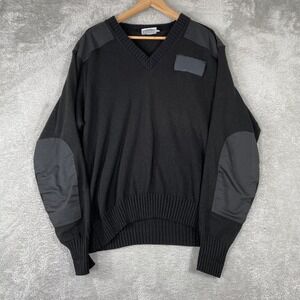 Jack Young Sweater Mens XL Black Commando Patch Military Made USA Pullover